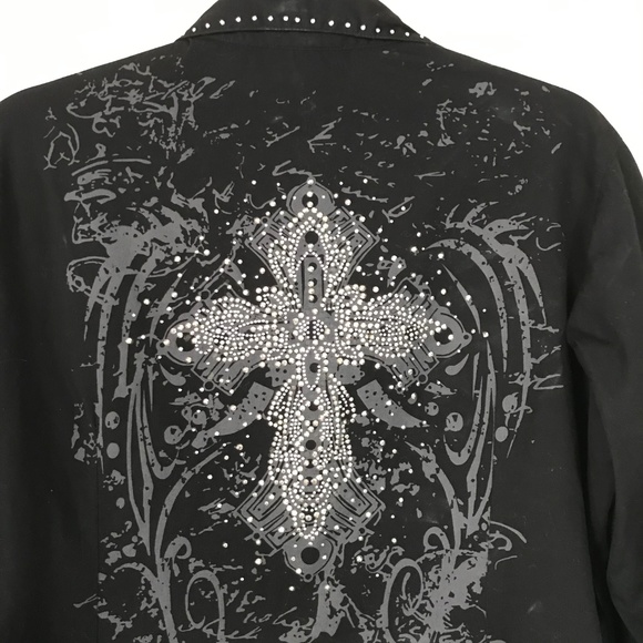 Pink Cattelac Black Western Shirt Snaps Large - Picture 3 of 7